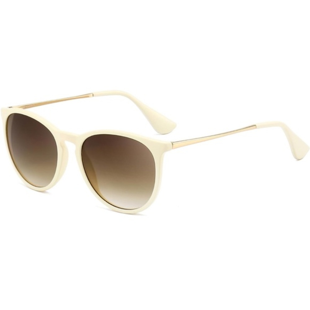 NEW SUNGAIT Vintage Round Sunglasses Women/Men Milky White Frame/Brown Lens